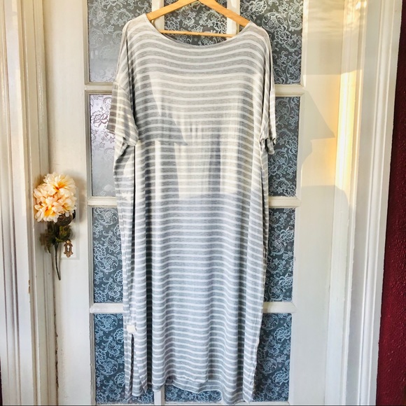 Grey White Striped Casual Dress - Picture 2 of 8